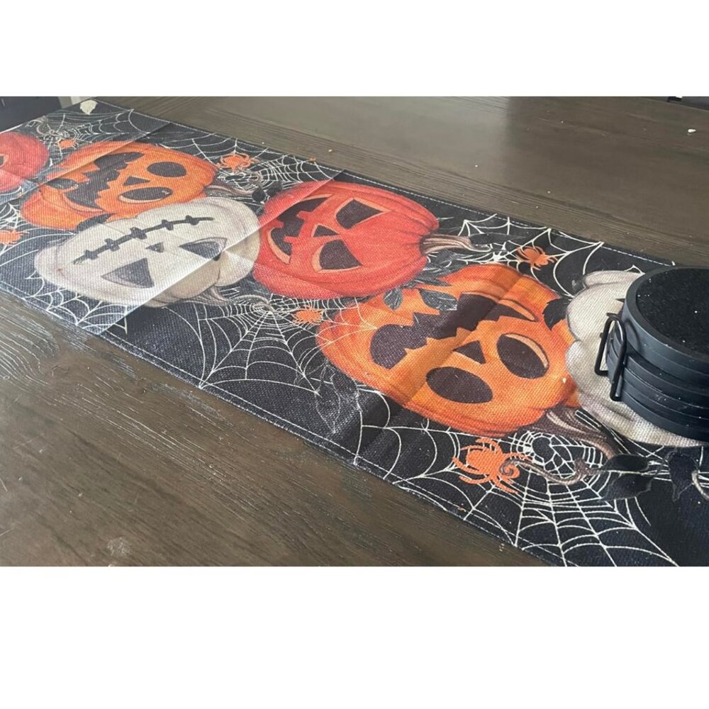 Halloween Table Runner Pumpkin Decor 13x36 Fall Holiday Cloth Party Decoration - Picture 5 of 6